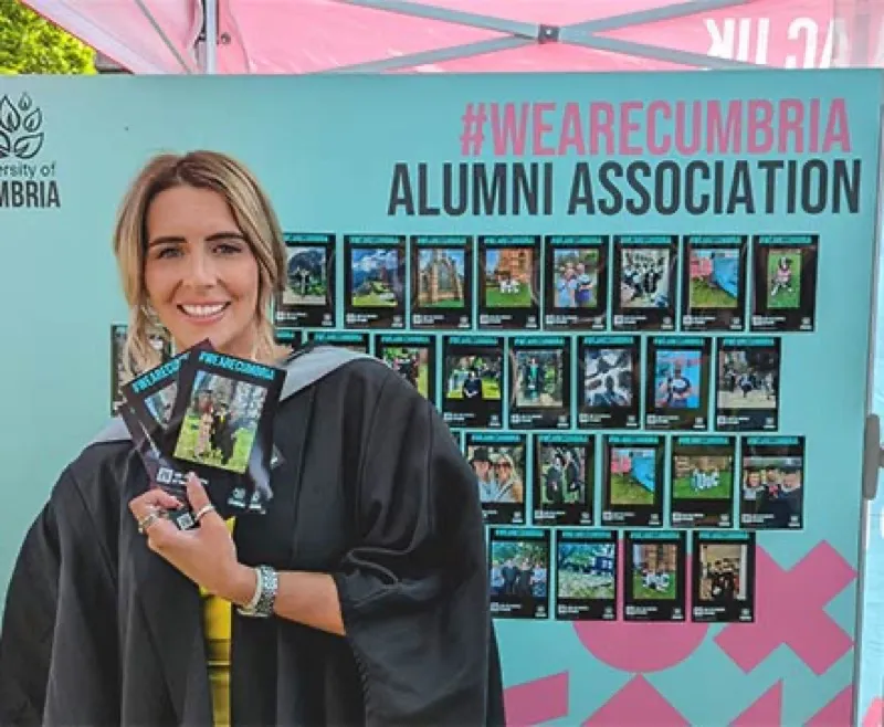 Graduate at the Cumbria Alumni Association photo wall